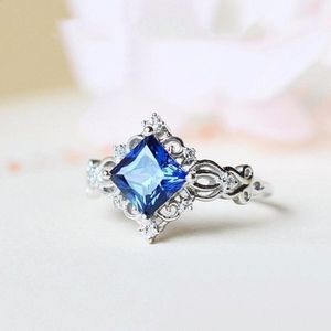 NWT Vintage Princess Cut Lab Sapphire 925 Ring